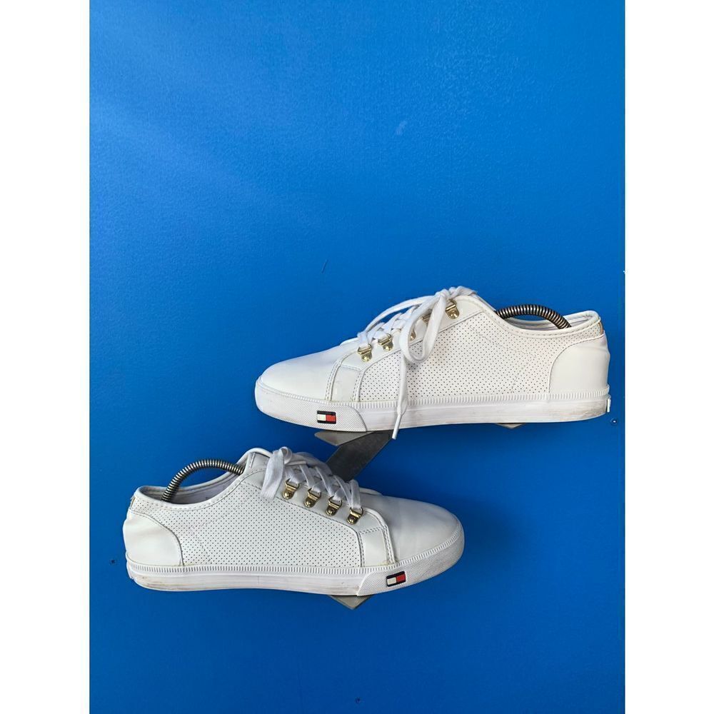 Tommy Hilfiger Mens White Lace Up Low Top Athletic Sneaker Shoes Size 11M